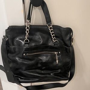 Via Spiga Black Leather Crossbody Bag with Chain Strap
